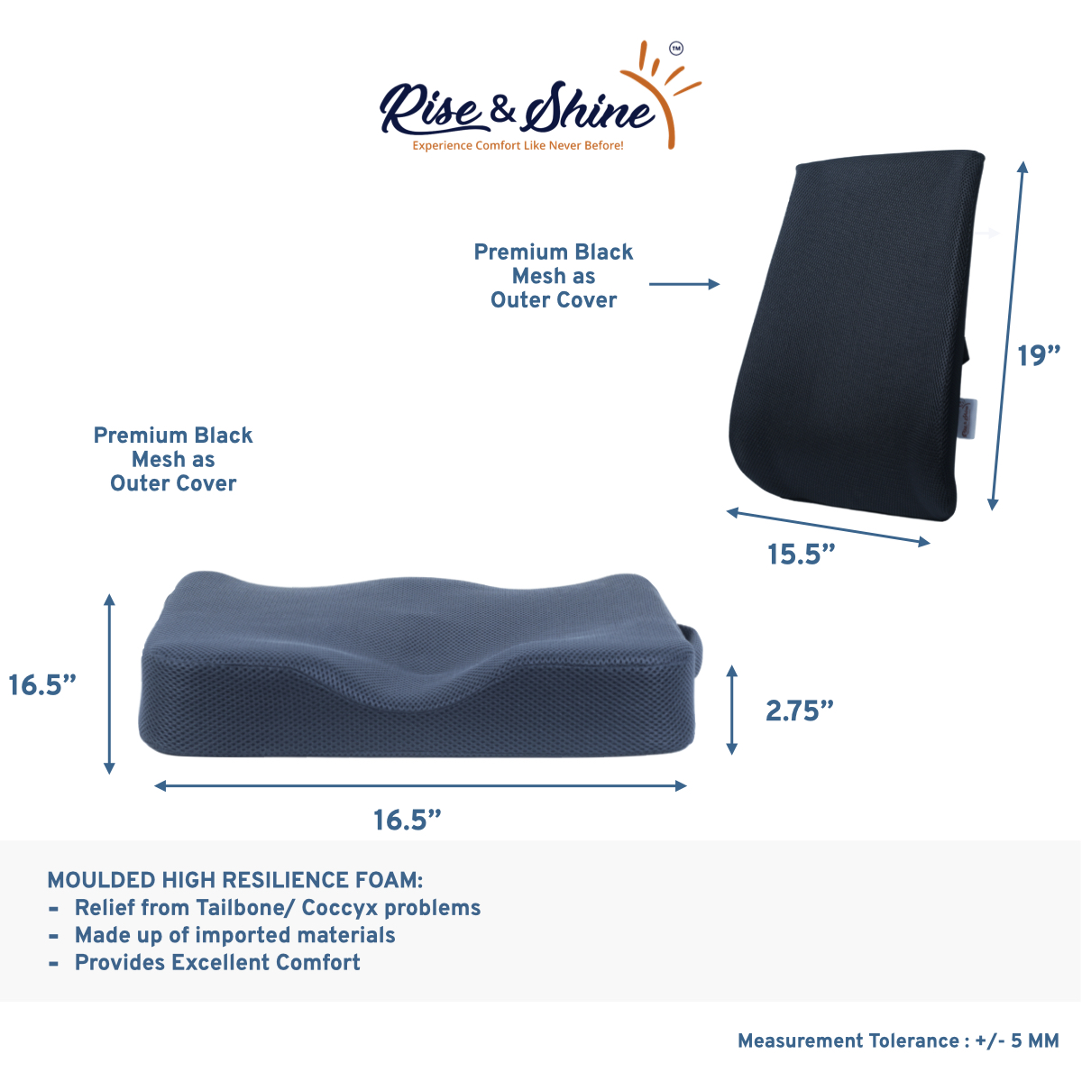Memory Foam Seat Cushion & Lumbar Support Back Cushion Combo-Perfect for  Office