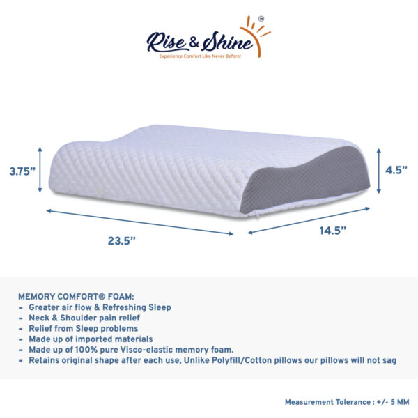 Contour Memory Foam Pillow Large (14.5×23.5×4.5:3.75″) – RiseAndShine